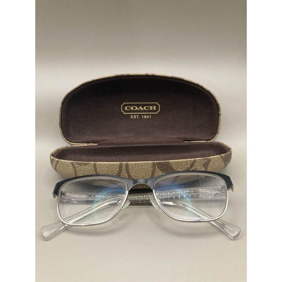 Coach Eyeglasses Frames HC5067 9233 Satin Black Silver/Crystal Cat Eye 51-17-135 - Picture 1 of 16